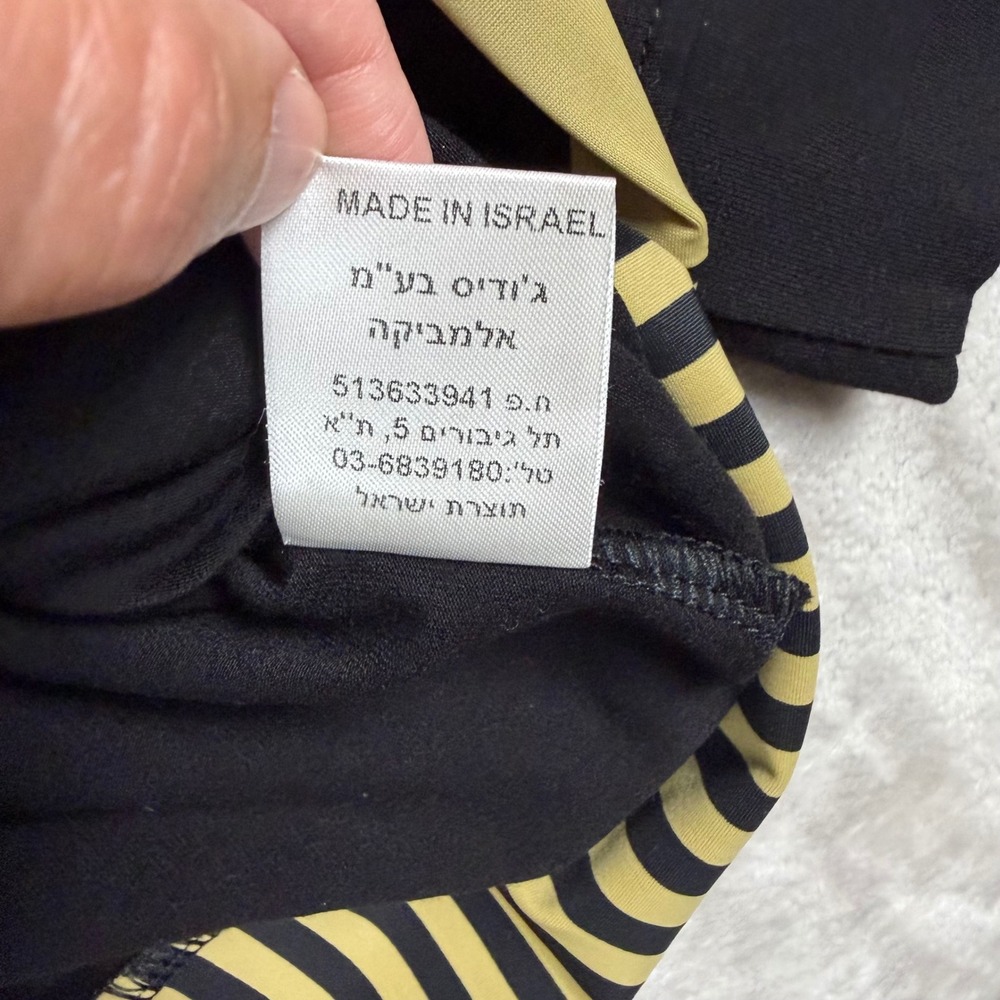 Tekbika by Alembika Top Dunes Size M Womens Black Boxy Striped Hem Art To Wear - Picture 8 of 12